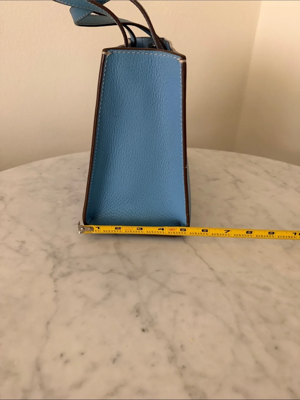 kate spade Blue Leather Mini Satchel with Gold Logo
